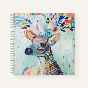 Mooie moderne herten kunst bloem geweien notitieboek