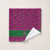 Mooie moderne hot pink magenta rozen monogram bad handdoek (Wasdoekje)