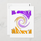 Mooie moderne kunst: Paarse en gouden werveling Briefkaart (Voorkant / Achterkant)