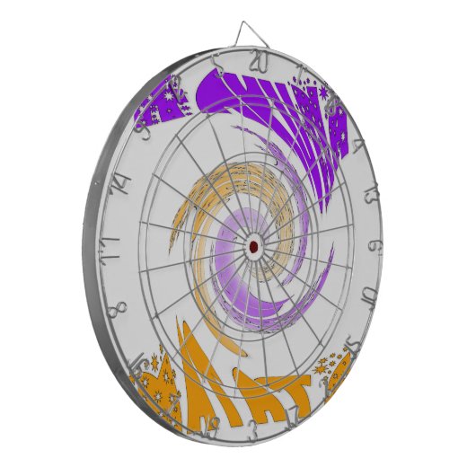 Mooie moderne kunst: Paarse en gouden werveling Dartbord (Voorkant Links)