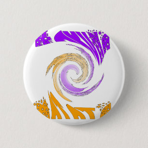Mooie moderne kunst: Paarse en gouden werveling Ronde Button 5,7 Cm