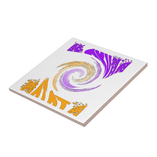 Mooie moderne kunst: Paarse en gouden werveling Tegeltje (Zijkant)