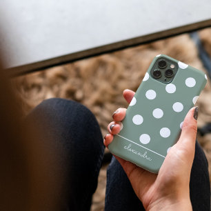 Mooie moderne lichte bosgroene stippenpatroon Case-Mate iPhone 14 hoesje