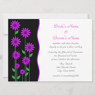 Mooie Moderne Paarse Bloemen Bruiloft Kaart