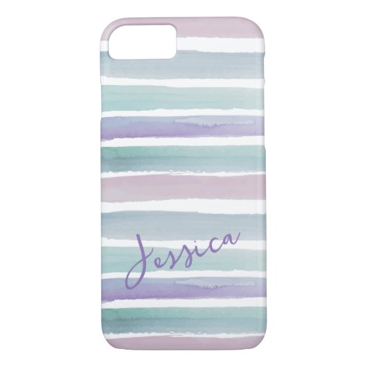 Mooie moderne pastel Waterverf gestreepte Girly Case-Mate iPhone Case (Achterkant)