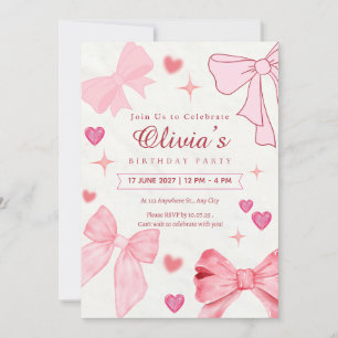 Mooie moderne roze strik babyshower uitnodiging