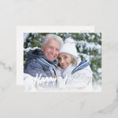 Mooie moderne script Gelukkig kerstfeest Winter fo Folie Feestdagen Briefkaart (Voorkant / Achterkant)