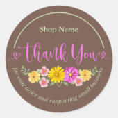 Mooie moderne script Waterverf Floral dank u Ronde Sticker (Voorkant)