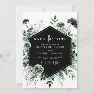 Mooie moderne typografie Sage Green Wedding Save The Date