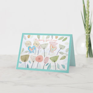 Mooie moderne vlinderbloemen voor de dag kaart