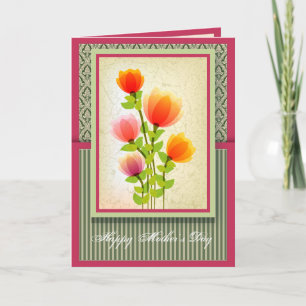 Mooie Moederdag Wenskaart met Damask Kaart