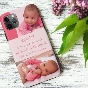 Mooie moedergedicht met 2 babymeisjesfoto's roze iPhone 11 pro max hoesje