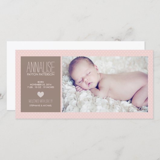 Mooie Moment Foto Baby Meisje Geboorteaankondiging Aankondiging (Voorkant / Achterkant)