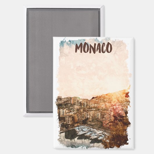 Mooie Monaco zonsondergang schilderij Magneet (Voorkant / Achterkant)
