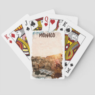 Mooie Monaco zonsondergang schilderij Pokerkaarten