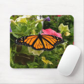 Mooie Monarch Butterfly Spread Wings Petunia Muismat (Met muis)