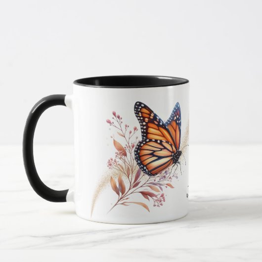 Mooie Monarch Gold Swirl vlinder Mok (Links)