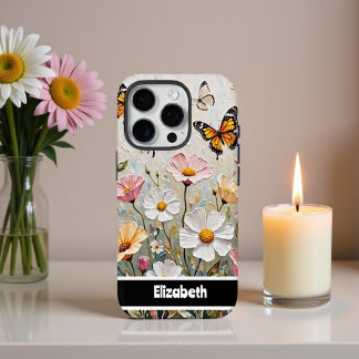 Mooie Monarch Vlinders Kleurrijke Wildflowers iPhone 16 Pro Hoesje