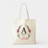 Mooie Monogram gepersonaliseerde Initiaal naam Tote Bag (Achterkant)