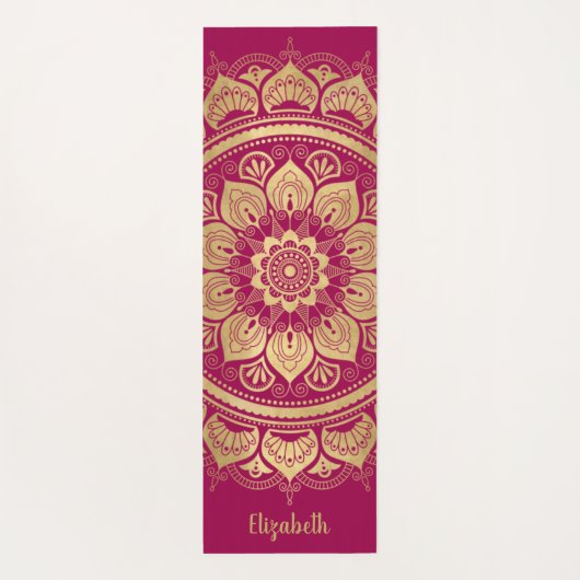 Mooie Monogram heet Roze Gold Mandala Yoga Mat (Achterkant)