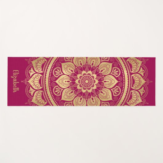Mooie Monogram heet Roze Gold Mandala Yoga Mat (Voorkant (horizontaal))