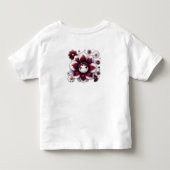 Mooie monogram rood en witte bloem | kinder shirts (Achterkant)