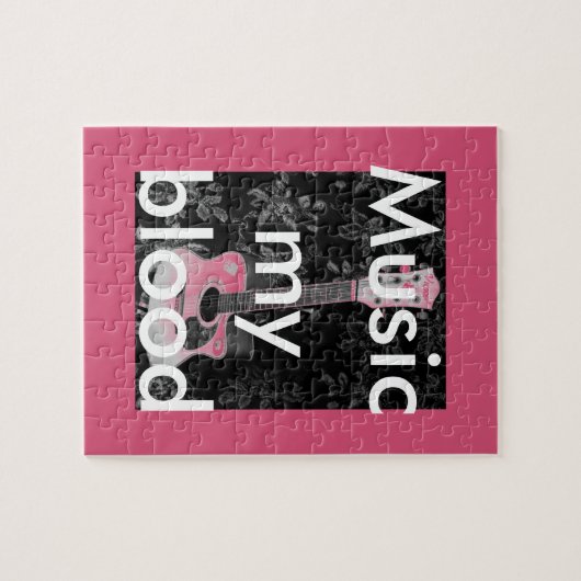 Mooie mooie Afrikaanse Gitaar Grijswaarden Motief Legpuzzel (Horizontaal)