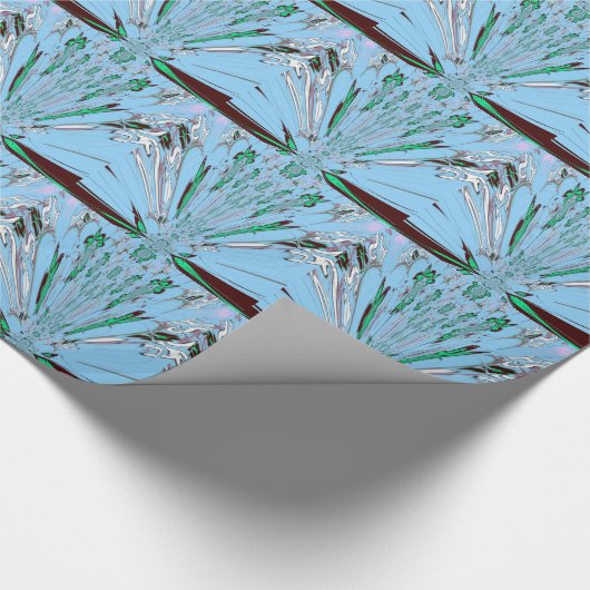 Mooie mooie Aqua Blue Amazing Floral Motive Art Cadeaupapier (Hoek)