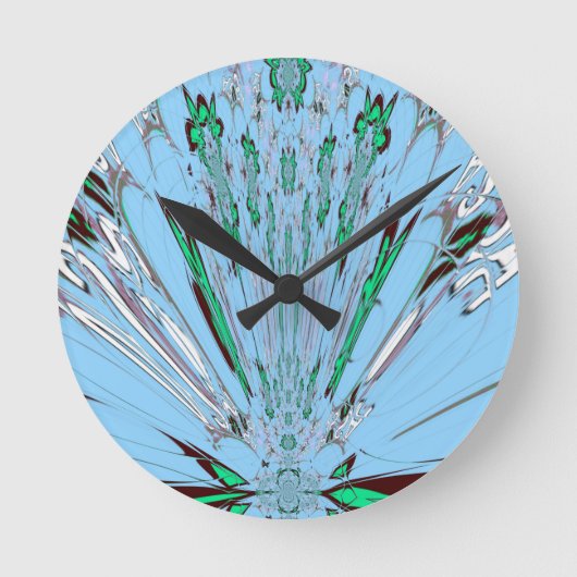 Mooie mooie Aqua Blue Amazing Floral Motive Art Ronde Klok (Voorkant)