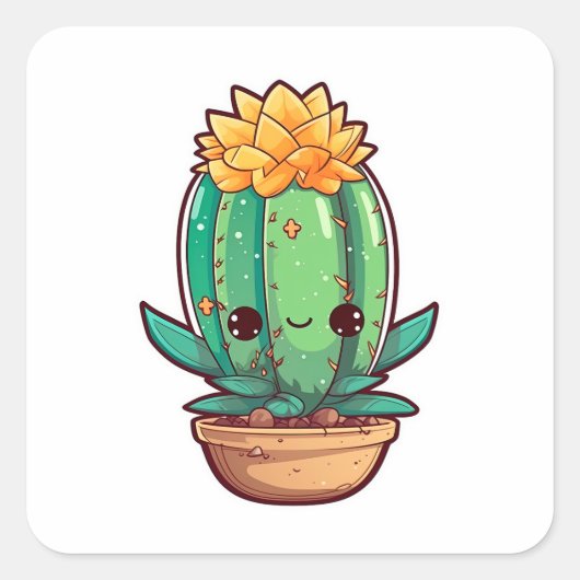 Mooie mooie cactus in een pot. Sticker (Voorkant)