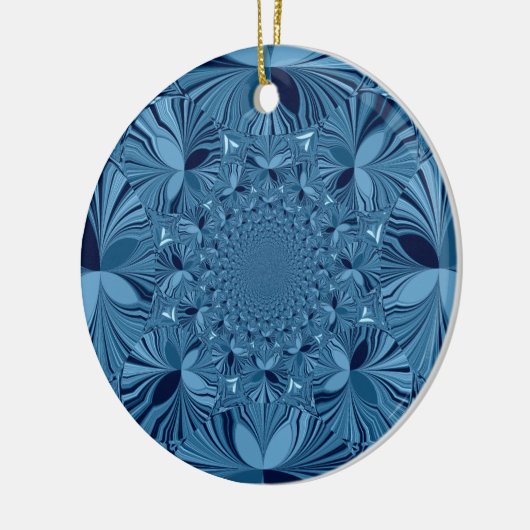 Mooie mooie iriserende blauwe caleidoscoop kunst keramisch ornament (Links)