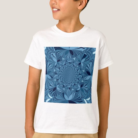 Mooie mooie iriserende blauwe caleidoscoop kunst t-shirt (Voorkant)