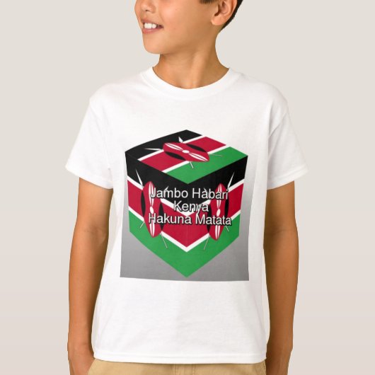 Mooie mooie Keniaanse vlag kubus met groet T-shirt (Voorkant)