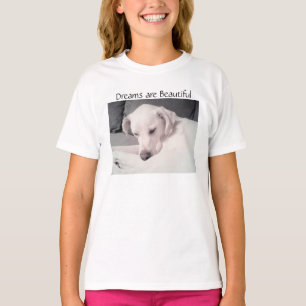 Mooie, mooie, witte piepdog dromen T-Shi T-shirt
