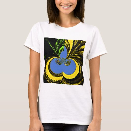 Mooie mooie Zuid-Afrikaanse geel en blauwe kunst T-shirt (Voorkant)