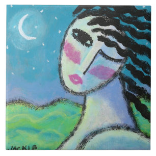 Mooie Moon Originele Abstracte Art Keramische Tege Tegeltje