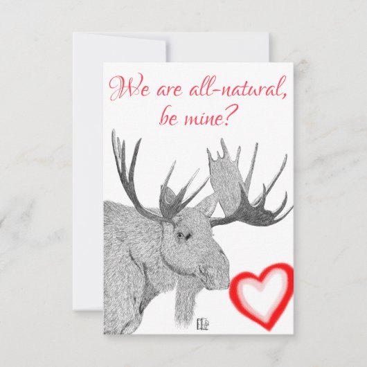 Mooie Moose Typografie Valentijnsdag Kaart (Voorkant)
