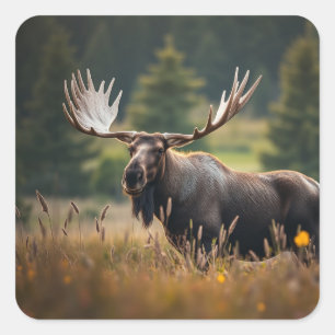 Mooie Moose Verjaardag Vierkante Sticker