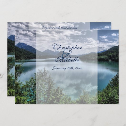 Mooie Mountain Lake bruiloft uitnodiging (Voorkant / Achterkant)