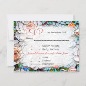 Mooie Mozaïek Glas in lood en Tegel bruiloft RSVP Kaartje (Voorkant)