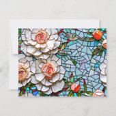 Mooie Mozaïek Glas in lood en Tegel bruiloft RSVP Kaartje (Achterkant)