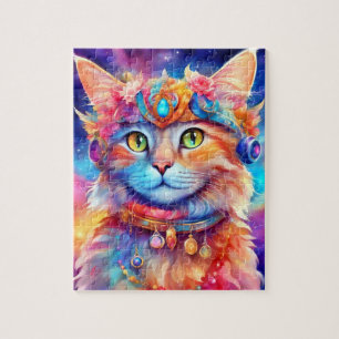 Mooie Multicolour Cat 712 dragen van sieraden Legpuzzel