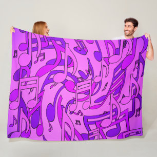 Mooie muziek in de beste muzieknoten Paarse roze n Fleece Deken
