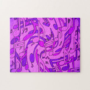 Mooie muziek in de beste muzieknoten Paarse roze n Legpuzzel