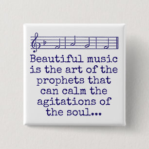 Mooie muziek is de kunst - muziekquote vierkante button 5,1 cm