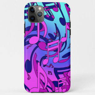 Mooie muziek muzikaal patroon roze paars aqua iPhone 11 pro max hoesje
