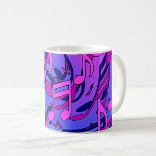 Mooie muziek roze paars blauw levendig patroon koffiemok