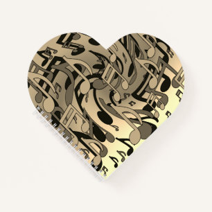 Mooie muziek Sepia Tone Lively Musical Notes Notitieboek