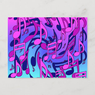 Mooie muziek toont roze Paarse blauw Aqua Briefkaart