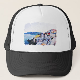 Mooie Mykonos Griekenland Panorama Uitzicht Vintag Trucker Pet